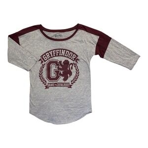 Harry Potter Gryffindor 3/4 Sleeve Raglan Graphic Tee Brave & Chivalrous Small